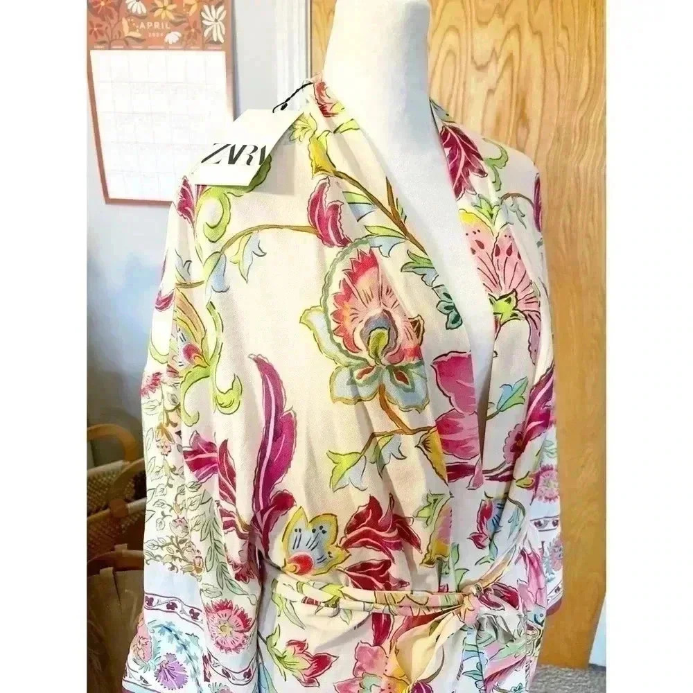 Zara Floral Print Kimono Belted - Picture 8 of 8